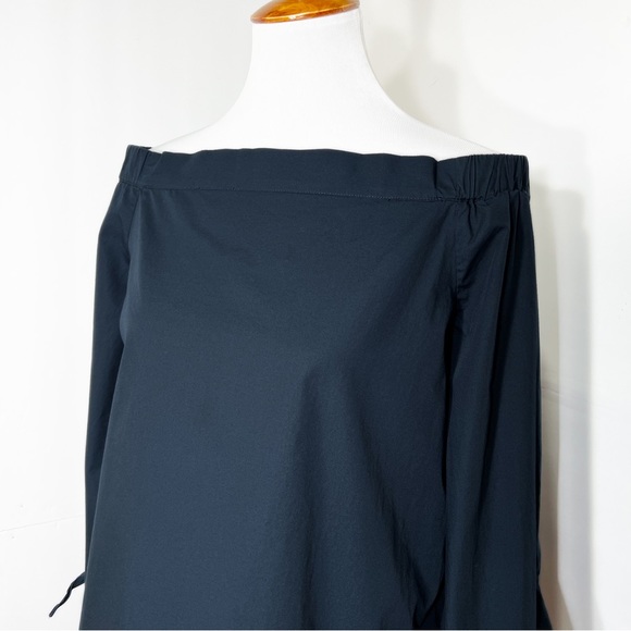 Free People Tie Sleeve Off The Shoulder Strapless Navy Blue Top - Picture 8 of 13